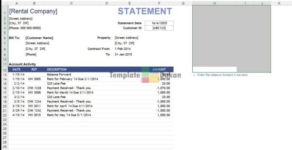 Rental Billing Statement